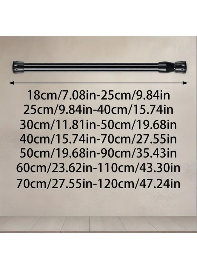 قضيب ستارة قابل للتعديل من 50 سم إلى 90 سم، أسود، قابل للتمديد بدون حفر، قطره 1.3 سم - Image 3